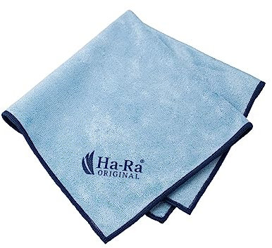 Ha-Ra Star-Tuch blau I Mikrofaser Tuch für die Oberflächen-Reinigung I Putztuch mit blauem Saum in 40 x 40 cm I Hochleistungs-Mikrofaser I hohe Reinigungskraft & trocknet streifenfrei
