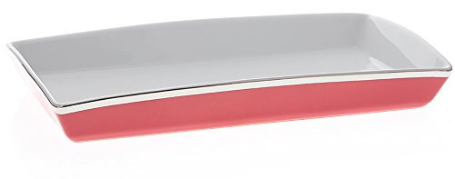 Kosmetex Kammschale aus Porzellan, Rot mit Platin-Dekor Garnitur Rosso Bad Accessoires, Kammschale