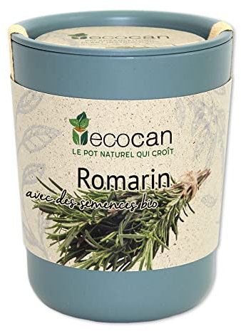 Feel Green Ecocan, Romarin Certifiées Bio, Idée Cadeau (100% Biodégradable), Grow-Your-Own/Kit Prêt-à-Pousser, Le Pot Écologique Qui Croît 9 x 7 cm, Produit en Autriche