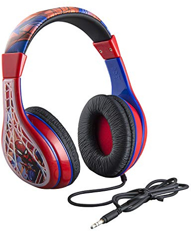 eKids Spiderman Kids Headphones, Adjustable Headband, Stereo Sound, 3.5Mm Jack, Wired Headphones for Kids, Great for Boys