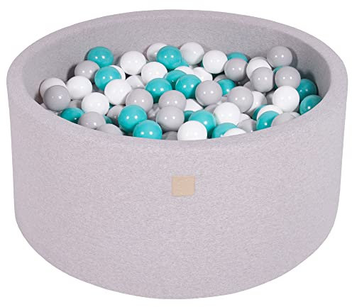MEOWBABY Bällebad Baby - Rund 90x40cm Ball Pit für Kinder ab 1 Jahr mit 300 Bälle - Weiches & Sicheres Bällepool, Cotton, Hellrosa