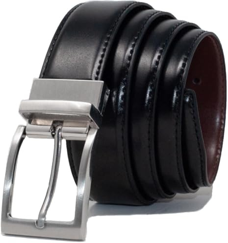 Ashford Ridge Cinturón reversible para pantalón de traje negro/marrón de 34 mm para hombre