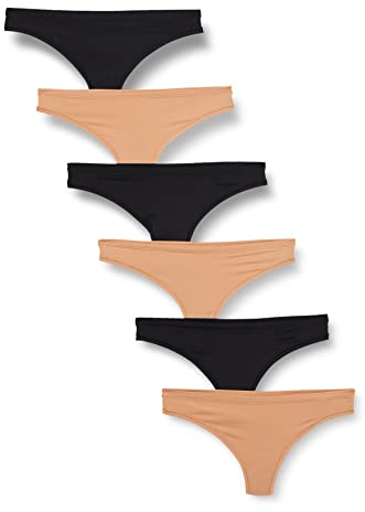Amazon Essentials Women's Breathable Microfibre Seamless Panties (Available in Plus Size), Pack of 6, Black/Washed Bronze, Medium