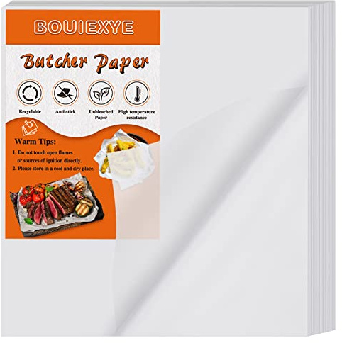 Bouiexye 120 Pieces White Butcher Paper for Sublimation No Wax Precut Square 12 x 12 inch Butcher Paper Sheets for Wrapping Meat Heat Press