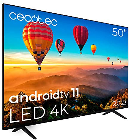 Cecotec TV LED 50 Smart TV Serie A1 ALU10050S. 4K UHD, Android 11, Design Senza Cornice, MEMC, Dolby Vision e Dolby Atmos, HDR10, Modello 2023, 2 Altoparlanti da 10W