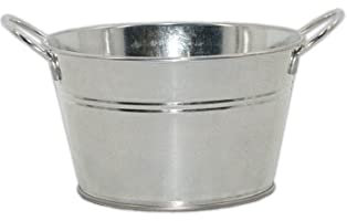 HERSIG - Cubo Metal con Asas Grande | Macetero Metal Redondo con Asas - 19,5x15x10,3cm