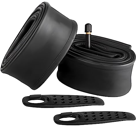 FANSPRO 2 Pack of 20 Inch Bike Tube 20x2.125 20x2.20 20x2.25 20x2.30 20x2.35 20x2.40 Heavy Duty Bicycle Tube with 2 Tire Levers, 32mm Schrader Valve Premium Quality Butyl Inner Tube