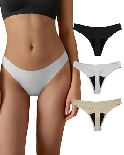 SHARICCA Mutande Ciclo Mestruale Donna Mestruali Perizoma Senza Cuciture Mutande Assorbenti Mestruali Lavabili Donna Intimo Protettive (3 Pack05-Multicolore, L)