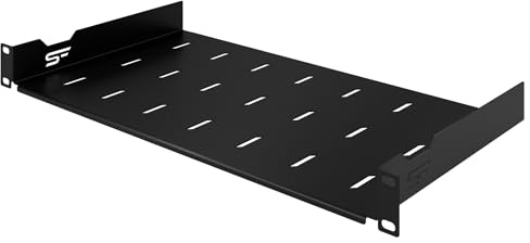 Stalflex | fast hylla standard rack 19 tum 1U 250 mm, metall, svart | 19 tums rackhylla perforerad platt för server- och nätverksrackmontering