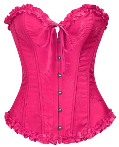 Bslingerie Women Cute Pastel Colour Corset Top Shapewear Lingerie (M, Hot Pink)