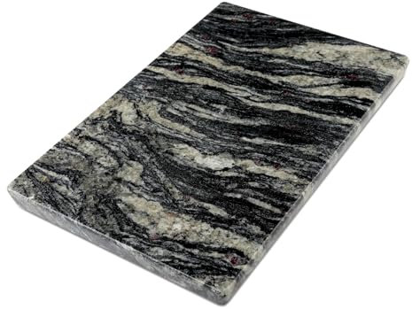 Cahzfie Planche à Découper de Luxe en Granit Naturel d'Brésil - Planche de Cuisine pour Viande, Jambon, Pain, Fromage - Naturelle, Durable, Décorative et Résistante à la Chaleur (Blue Fantasy)