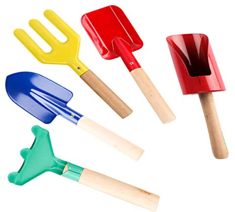 Toyvian 5St Gartenwerkzeug-Set gartenwerkzeug gartengeräte gartengeräte für Set Gartenwerkzeugset Gartenspielzeug Pflanzwerkzeuge für den Kindergarten Holz