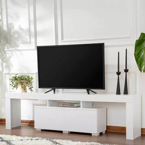 Dmora - Mobile porta TV Govone, Credenza da soggiorno, Armadio basso per TV, Base parete attrezzata, 180x31 h50 cm, Bianco