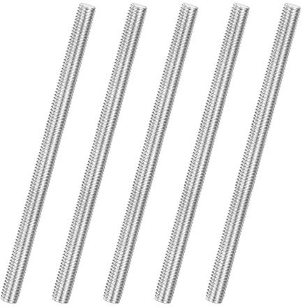 M METERXITY 5-Pack Fully Threaded Rod, M6x100mm 304 Stainless Steel Right Hand Thread Bar Studs for Furniture Anchor Bolts/Clamps/U-Bolts, Metric Threaded Screw