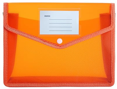 Dokumentenmappe A4, Wasserdicht Dokumententasche A4, Sammelmappen Mit Druckknopf Kunststoff Umschlag Mappe Wasserdicht Sichttasche Dokumenten Mit Karte Mappe Für Reise Büro Dokument Schule (Orange)
