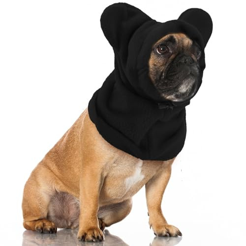Chapeau Hiver pour Chien Chat Doux et Chaud Chapeaux pour Animaux Protection Contre le Bruit avec Oreilles Vêtements d'hiver pour Chiots Cagoule Chaude pour Temps Froid,M (Noir)