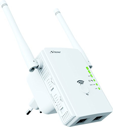 STRONG WLAN Repeater 300, Betriebsmodi: Universal Repeater/Access Point/Router, 300 Mbit/s bei 2,4 GHz, 2 LAN Ports, WLAN Verstärker - weiß