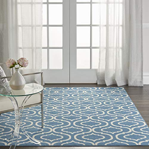 Nourison Home Jubilant Blue 5'3 x 7'3 Area Rug - Easy Clean, Non Shedding, Bed Room, Living Room, Dining Room, Kitchen (5' x 7')