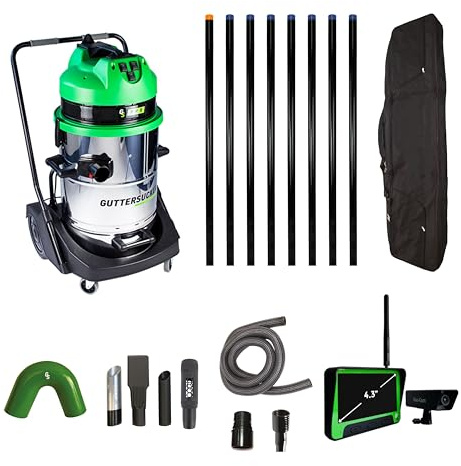 GutterSucker Gutter Cleaning Vacuum System (Pro Diamond Package) - 12m/40ft Reach with Real Time Inspection Camera