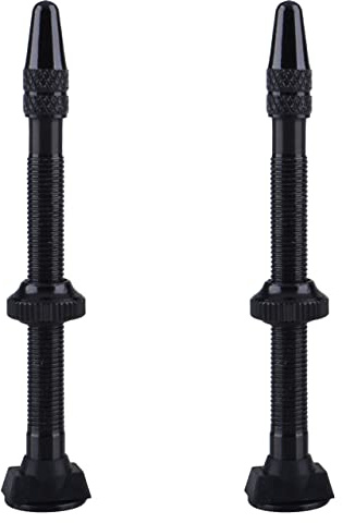 Azarxis Tubeless Presta Valve MTB Stem 40mm / 60mm with Valve Core Cycling Valve Caps for Bicycle Cycling Road Bike Mountain Bike, 1 Pair (Black - 60mm)
