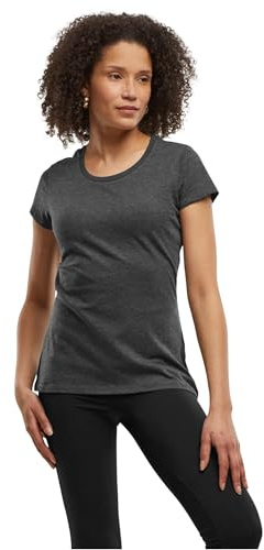 Build Your Brand Damen Basic Tee – Figurbetontes Baumwoll T-Shirt mit Rundhalsausschnitt & kurzen Ärmeln, ideal für Alltag, Freizeit & Veredelung,Charcoal,XXL
