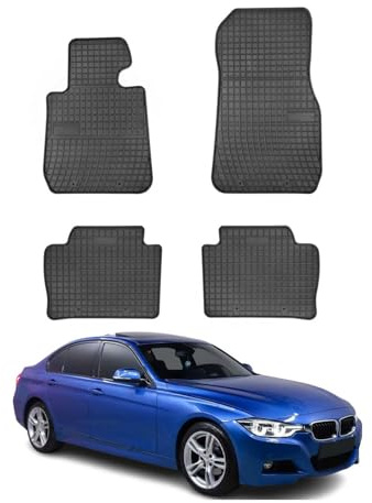 OMAC Gummi Fußmatten kompatibel mit BMW 3er F30 F31 M3 F80 2012-2019 Automatten Schwarz 4X