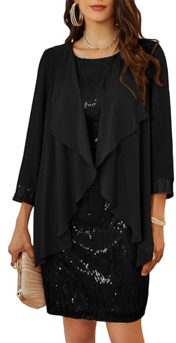 Women's Club Night Out Dresses Party Cocktail Dress + Blouse Two-Piece Set 50s Vintage Sparking Sequin Cocktail Dress Black L