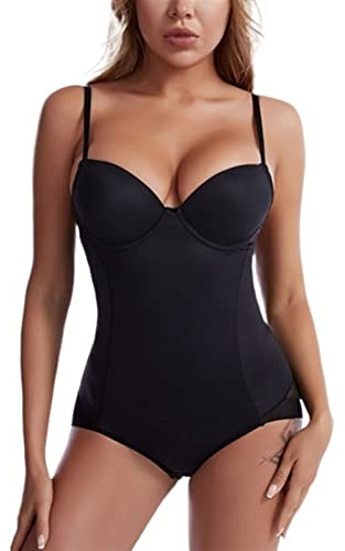 String Shapewear Body for femmes contrôle du ventre Body Shaper sans couture dos nu Body hauts avec soutien-gorge intégré (Color : Black, Size : XXL)