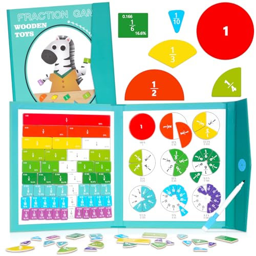 Montessori Material Mathematik, Mathematik-Ressourcen, Bruchrechnen Material Magnetisch, Rechenmeister Magnet Mathe Spiel, Bruchkreise für Kinder Lernen, Geschenke zur Einschulung
