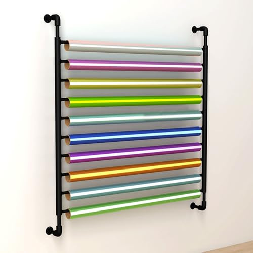 Commercial Auto Beauty Store Color Change Film Display Rack Window Film Organizer, Wall Mounted Storage Rack for Car Vinyl Roll Holder, Hanging Fabric/PVC Tablecloths/Wallpaper Rolls(10 rolls,Height 1