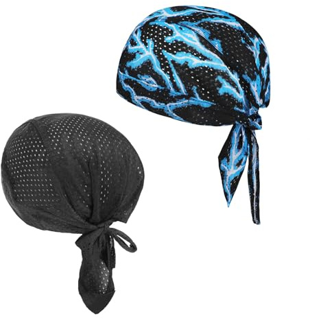 Faxianther Cool Mesh Cycling Headscarf Beanie Men Women Sweat Wicking Adjustable Dance Motorcycle Do Rag Helmet Liner Cap