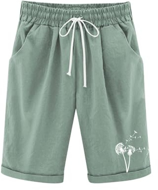 Generico Pantaloncini Estivi da Ragazza graziosi Pantaloncino Estivo con Tasche Coulisse Estate Pantaloni Corti Baggy Lunghezza al Ginocchio per Tutti i Giorni
