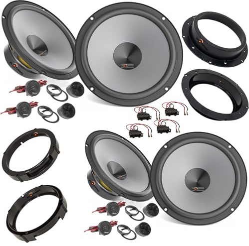 EvoTuning Kit 8 Casse Altoparlanti per VW Tiguan dal 2007 al 2024 compatibile con Hertz K165 Anteriori e Posteriori + 4 Anelli Adattatori da 165mm + 2 Cp Connettori (no plug and play)
