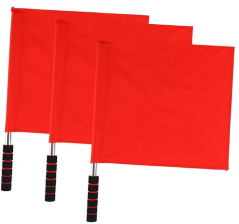 GARVALON 3 pezzi Bandiera Segnale Arbitro con Asta Acciaio Inossidabile Ergonomica e Leggera per Sicurezza Traffico e Gare Sportive Accessorio Pratico per Direzione e Tifo