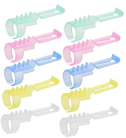 PRETYZOOM Anillos de Tejer de Plástico 15 Piezas, Anillo de Crochet para Dedo (,), Herramienta DIY para Enrollar Hilo y Accesorios de Crochet para Manualidades