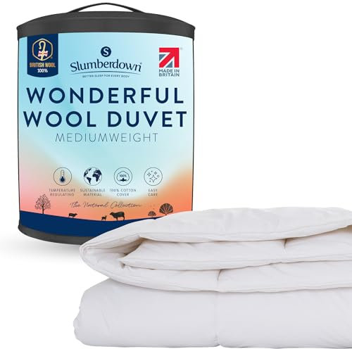 Slumberdown British Wool Double Duvet 7-9 Tog All Year-Round Quilt for Summer, Autumn & Winter | 100% British Wool, Naturally Regulates Temperature, Hypoallergenic & UK Made (200 x 200cm)