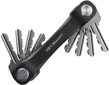 KeySmart Flex - Key Holder for Keychain, Compact Key Organizer for Key Chain, Minimalist Clutter-Free EDC Keychains Key Ring, Black, 8 Keys