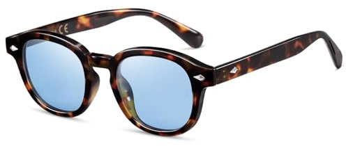 SHEEN KELLY Lunettes de soleil Retro Modern Style Round Fashion Neutral Trendy Coloured Lenses TR90 Frame