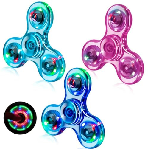Figrol Fidget Toys 3 Pack,Light Up Fidget Spinner for Kids & Adults Stress Relief Calm Down,Sensory Toys for Kids with Autism ADHD Toys