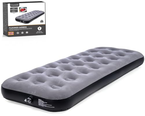 Crystals Single Airbed, Blow Up Camping Air Bed, Single Inflatable Air Bed Mattress, Waterproof Camping Mattress, Flocked Non-Slip, Quick Inflatable Air Mattress for Indoor & Outdoor Adults & Kids