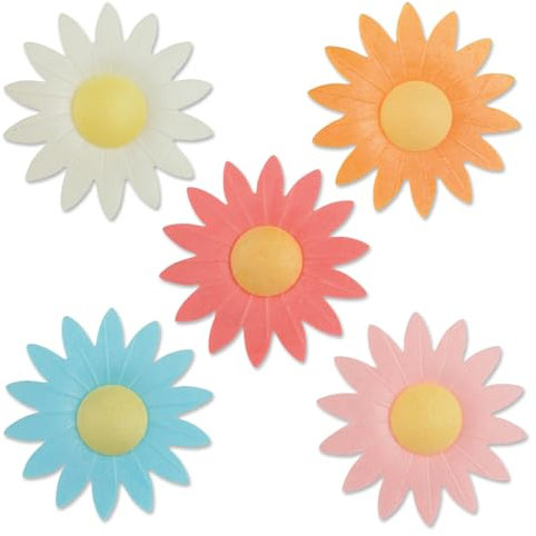 Günthart 100 Stück Oblaten-Margeriten bunt in 5 Farben rosa, weiß, gelb, rot, orange, blau, Größe: Ø 45 x 10 mm, 1er Pack 28 g