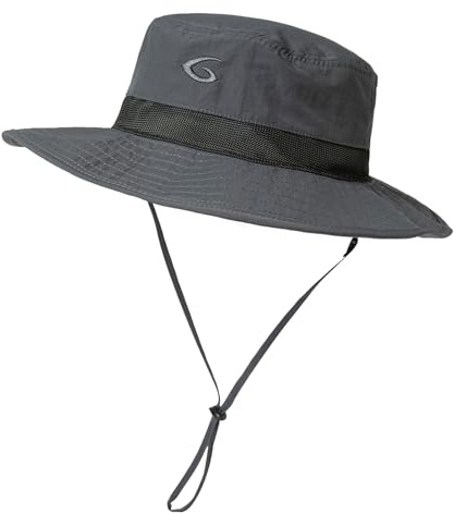 Mens Wide Brim Mesh Sun Hat XL XXL SPF UV Boonie Bucket Summer Golf Hiking Safari Fishing Extra Large Size 8 24 Dark Grey