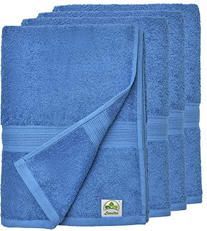 leevitex® Handtuch 4er Set aus 100% Baumwolle, weich und saugstark | 500 g/m² | 50 x 100 cm | Royalblau