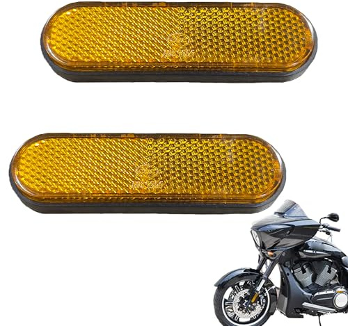 ZAHD 2 Pezzi Catarifrangenti Riflettore Rettangolari Moto Bicicletta Rotondo riflettore Riflettore Rettangolari Giallo Riflettore per Rimorchio Rettangolari Posteriore Per moto e biciclette (Arancio)