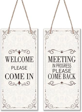 SUPERDANT 1 panneau en Bois de Bienvenue et de Réunion Plaque Décorative Murale Double Face pour Bureau Bienvenue et Réunion en Cours Panneaux Muraux en Bois à Suspendre