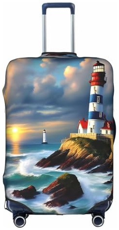 Housse de protection élastique pour valise de voyage Motif peinture diamant Phare, blanc, M