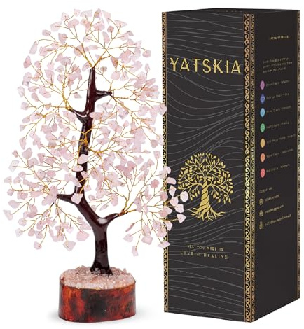 YATSKIA Rose Quartz Crystal Tree, Gemstone Tree, Birthday Gifts For Women, Pink Room Decor, Crystal Gifts, Ornaments For Living Room, Shelf Decor