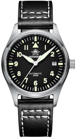 ADDIESDIVE Montre de plongée Automatique pour Homme étanche à 200m Mouvement mécanique Automatique 8215 Montre pour Homme en Acier Inoxydable AD2519