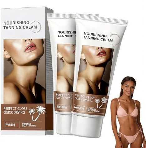 2PC Autoabbronzante Viso E Corpo,Autoabbronzante corpo,Crema Abbronzante,Effetto Abbronzatura Naturale Progressiva, Abbronzatura Forte e Duratura 60g