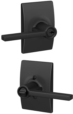 Schlage F51A LAT 622 CEN Century Collection Latitude Entrance Lock Lever, Matte Black